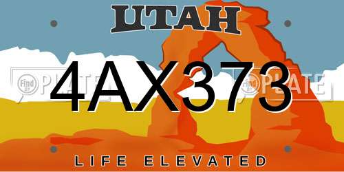 4AX373 Utah License Plate
