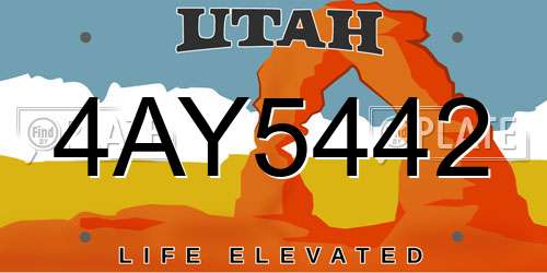 4AY5442 Utah License Plate