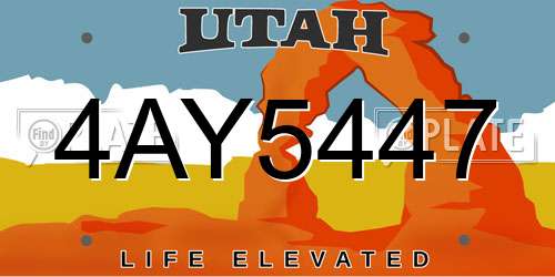 4AY5447 Utah License Plate