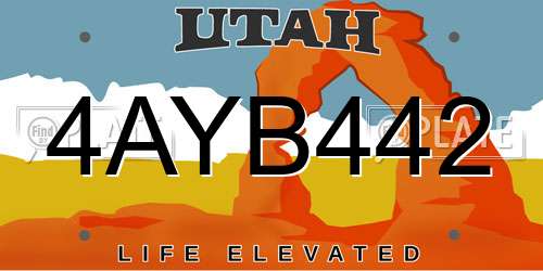 4AYB442 Utah License Plate