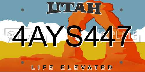 4AYS447 Utah License Plate
