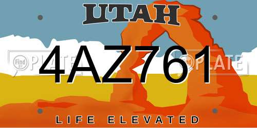 4AZ761 Utah License Plate