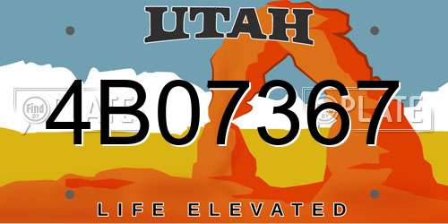 4B07367 Utah License Plate