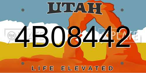 4B08442 Utah License Plate