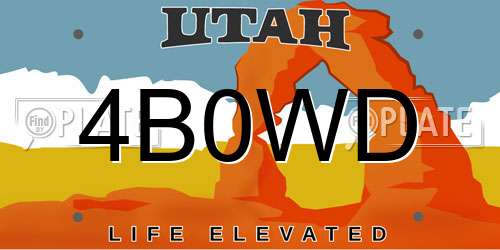 4B0WD Utah License Plate