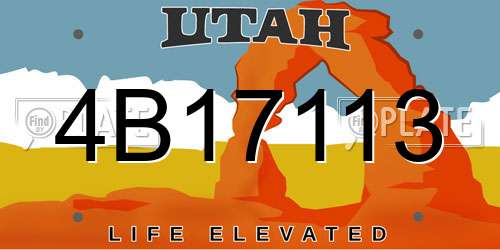4B17113 Utah License Plate
