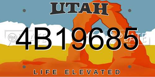4B19685 Utah License Plate