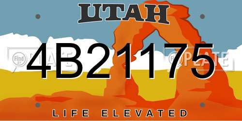 4B21175 Utah License Plate