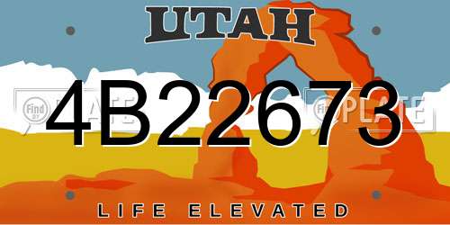 4B22673 Utah License Plate
