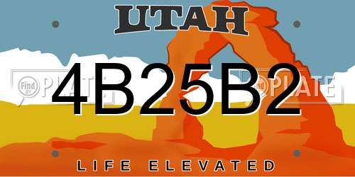 4B25B2 Utah License Plate