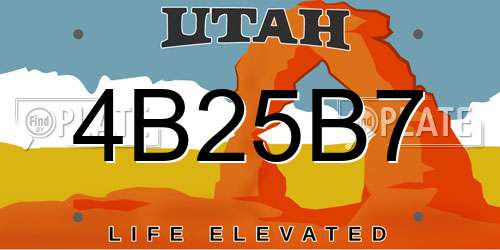 4B25B7 Utah License Plate