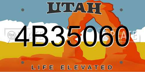 4B35060 Utah License Plate