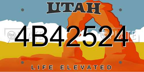 4B42524 Utah License Plate