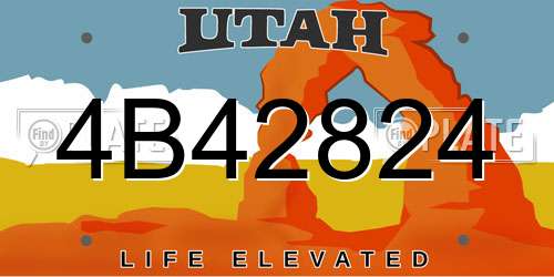 4B42824 Utah License Plate
