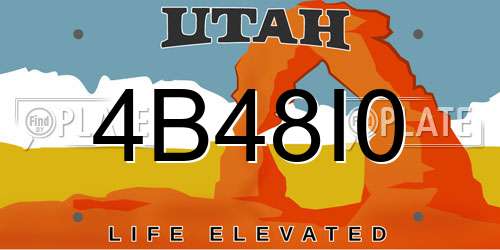 4B48I0 Utah License Plate