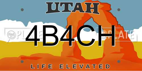 4B4CH Utah License Plate