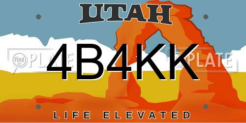 4B4KK Utah License Plate