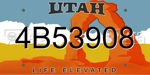 4B53908 Utah License Plate