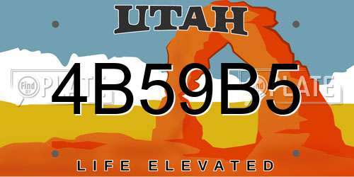 4B59B5 Utah License Plate