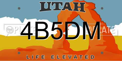 4B5DM Utah License Plate