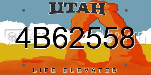 4B62558 Utah License Plate