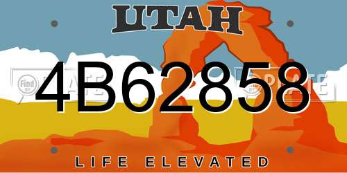 4B62858 Utah License Plate