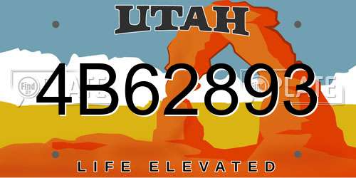 4B62893 Utah License Plate