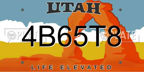 4B65T8 Utah License Plate