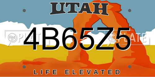 4B65Z5 Utah License Plate