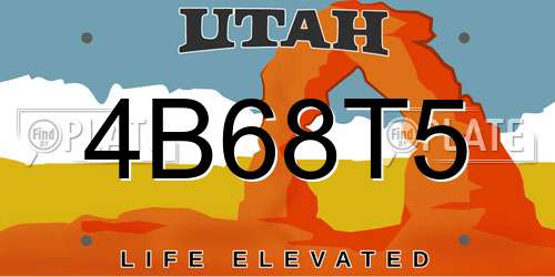 4B68T5 Utah License Plate