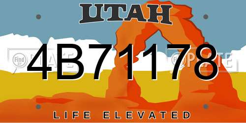 4B71178 Utah License Plate