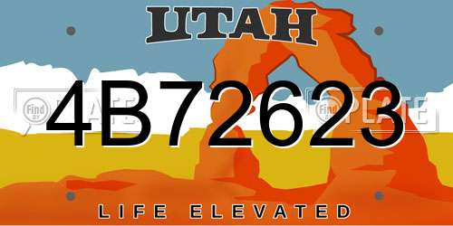 4B72623 Utah License Plate