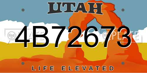 4B72673 Utah License Plate