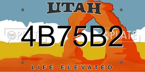 4B75B2 Utah License Plate