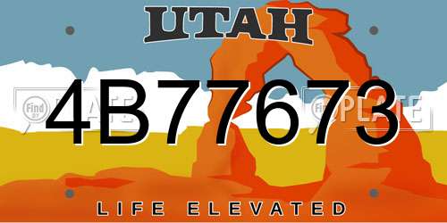 4B77673 Utah License Plate