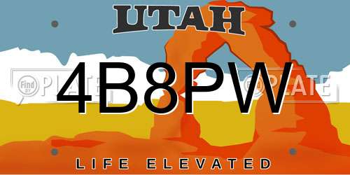 4B8PW Utah License Plate