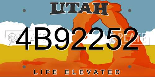4B92252 Utah License Plate