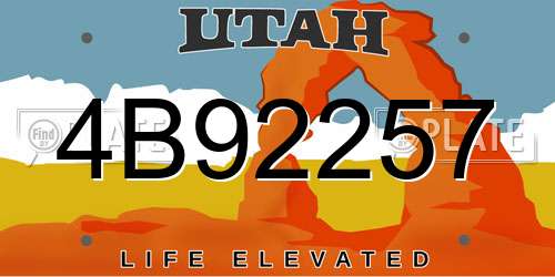 4B92257 Utah License Plate