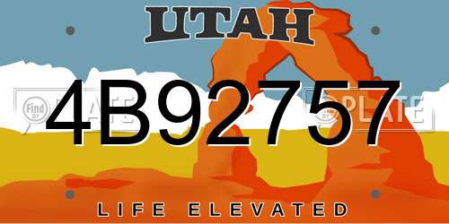 4B92757 Utah License Plate