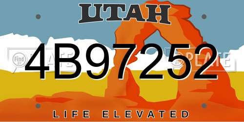 4B97252 Utah License Plate