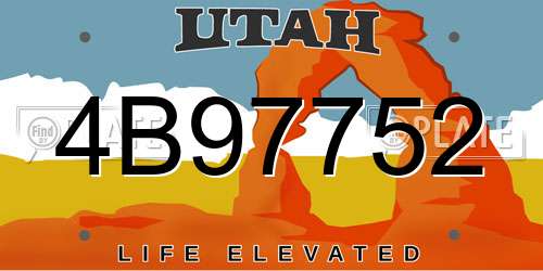 4B97752 Utah License Plate