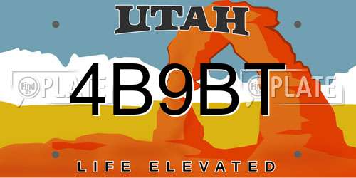 4B9BT Utah License Plate