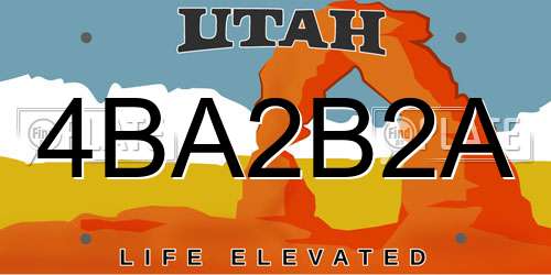 4BA2B2A Utah License Plate
