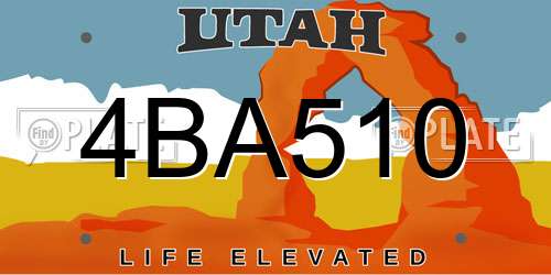 4BA510 Utah License Plate