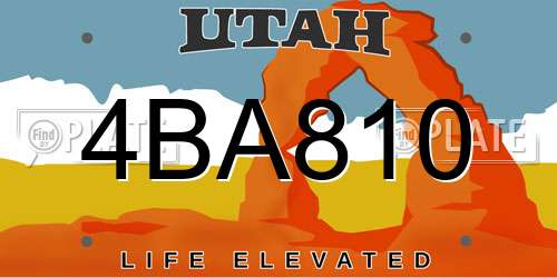 4BA810 Utah License Plate