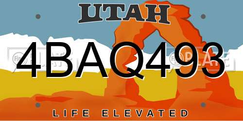 4BAQ493 Utah License Plate