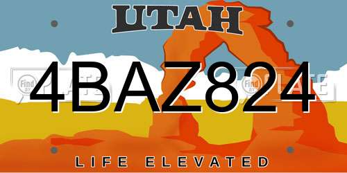 4BAZ824 Utah License Plate