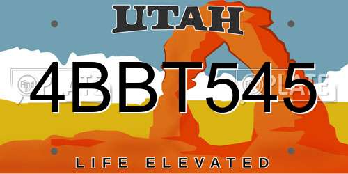 4BBT545 Utah License Plate