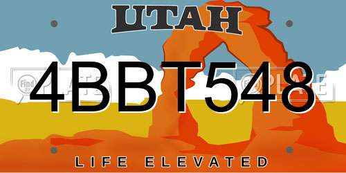 4BBT548 Utah License Plate