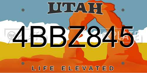 4BBZ845 Utah License Plate